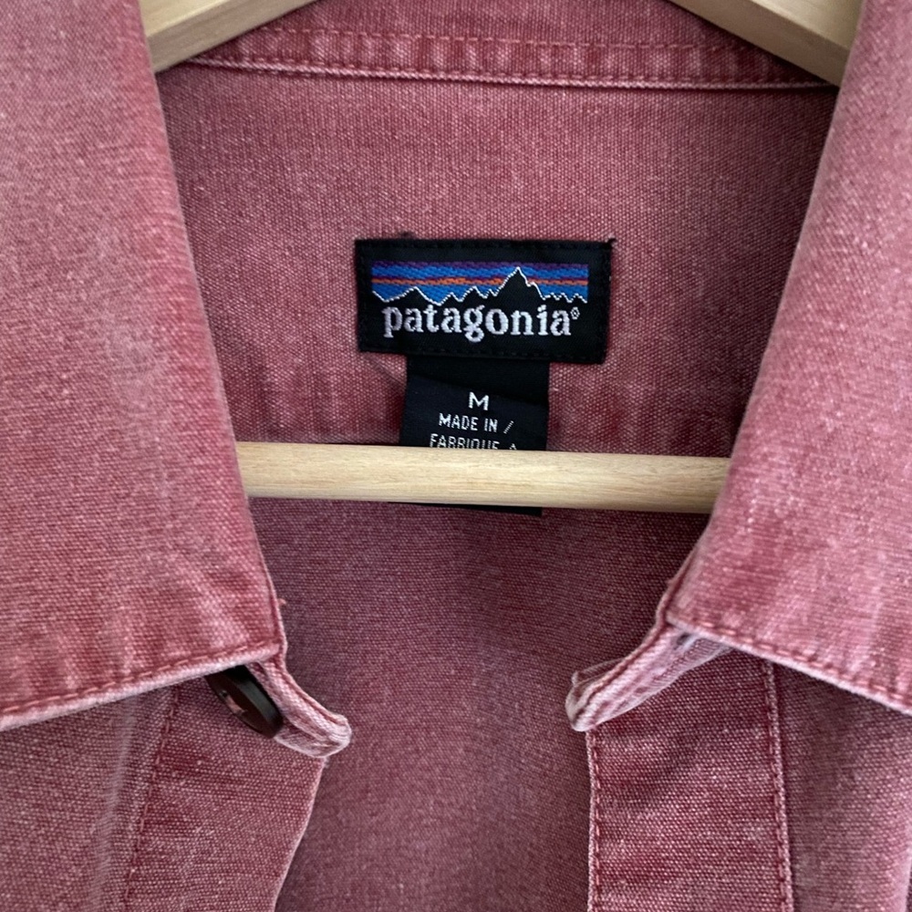 PATAGONIA Mens Denim Chambray Button Up Overshirt Red Jacket size Medium - Picture 4 of 6